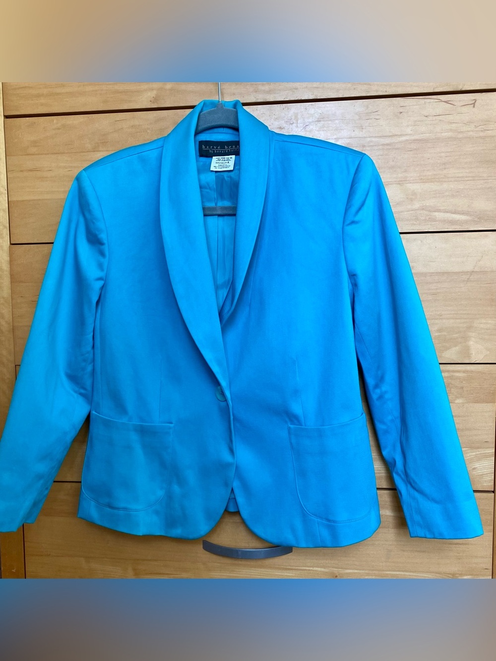 Harve Bernard Teal/Turquoise Lined Cotton Blazer, size 8